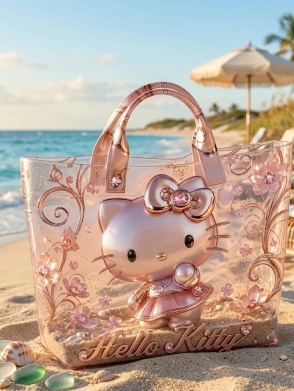 Cute Hello Kitty PVC Daily Commute Hand Carry Tote Bag Large